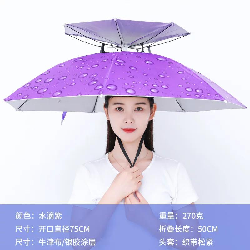 Umbrella Hat with Headgear, Sun Protection Fishing Hat, Rainproof Tea-Picking Hat, Umbrella Hat, Poncho, Helmet Umbrella