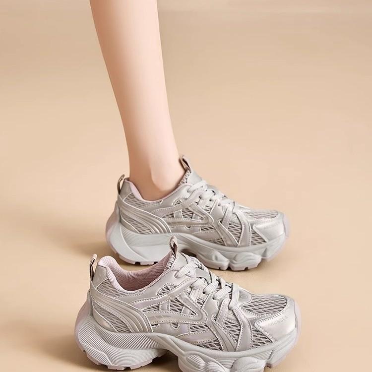 2025 new thick-soled heightening dad shoes women's versatile casual sports shoes breathable mesh shoes fashion