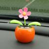 Car Ornament Solar Powered Dancing Shaking Head Cartoon Sun Flower Pot Automobile Auto Dashboard Decoration Cute Car Accessories