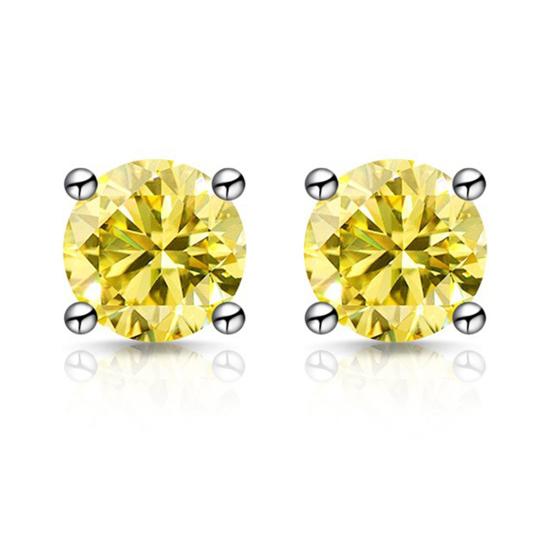 Zirconia Stud Earrings One Carat Main Stone Earrings Hypoallergenic Flat Back Earrings Comfortable Shiny Daily Wear Jewelry for Women Men