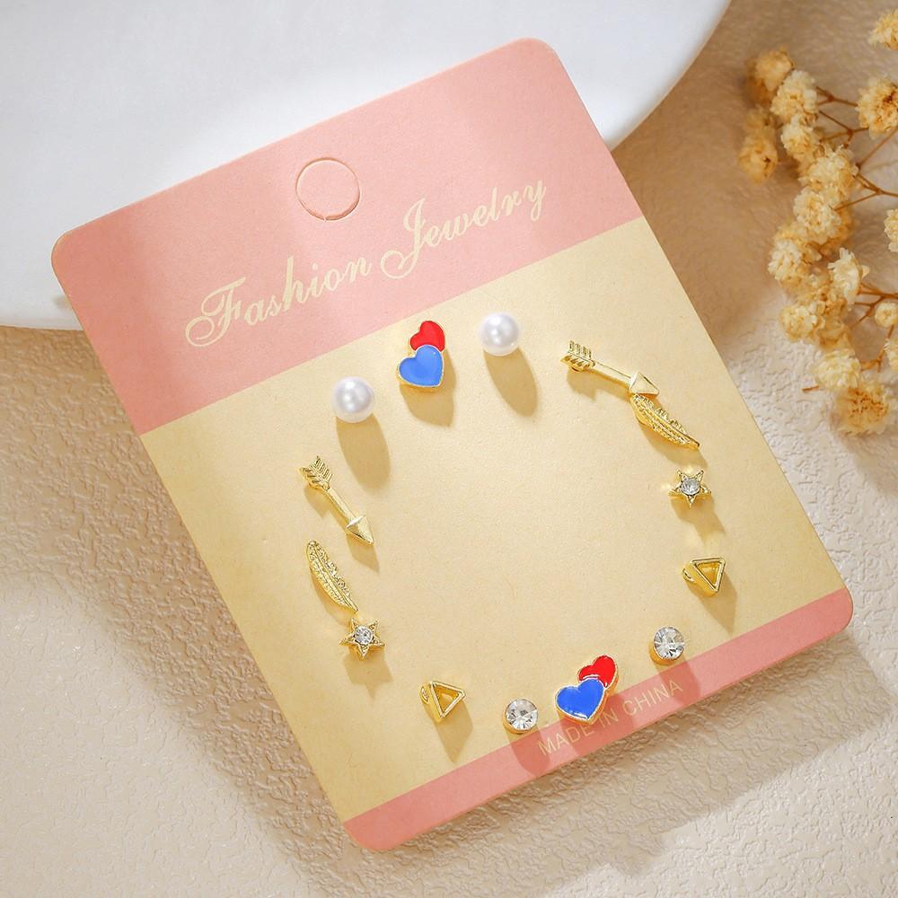 Titanium Steel One-week Stud Earrings 1 Combination Korean Fringed Bow Ins Versatile Cute Earrings for Women