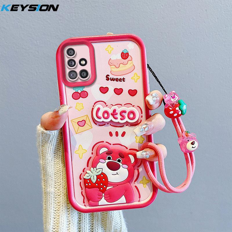 

KEYSION Противоударный чехол для Samsung A51 A32 4G A31 со шнурком, силиконовый милый 3D чехол для телефона с мультяшной куклой для Galaxy A03S A02S for Samsung A51 4G