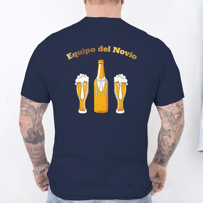 Retro Style Spanish Mens Team Groom Matching Tees Fashion Beer Graphic TShirts Male Wedding Bachelor Party Group Matching Tops