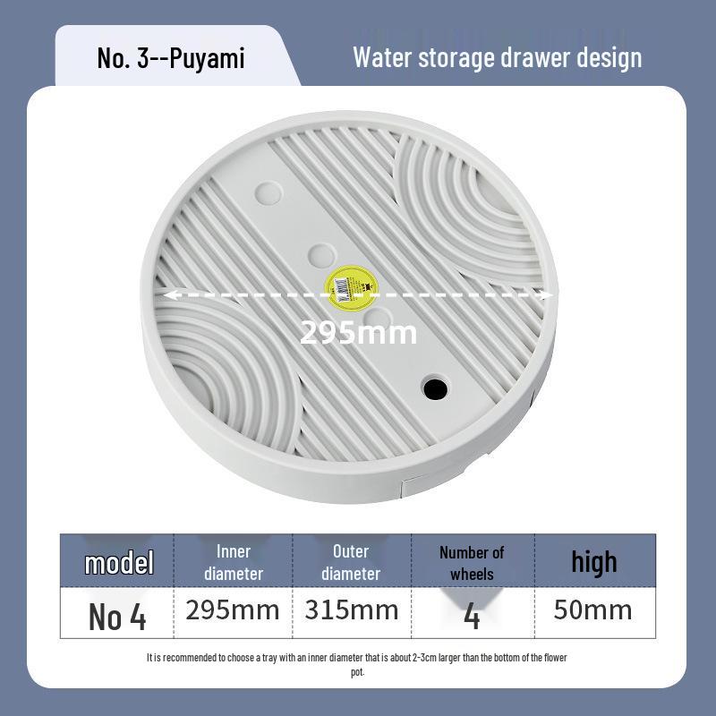 Round Movable Flower Pot Tray with Hidden Wheels and Breathable Bottom for Silent Plant Care