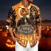 Men's Casual Long Sleeve Shirt with Halloween Print for Spring and Fall