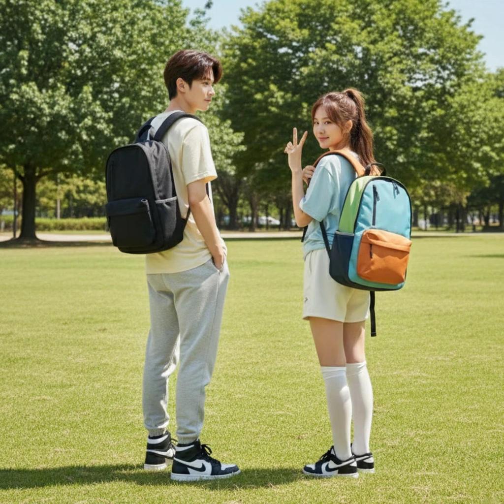 28L Large Capacity Dual Shoulder Backpack Multi-Scene Durable and Stain-Resistant Fashion Colorblock
