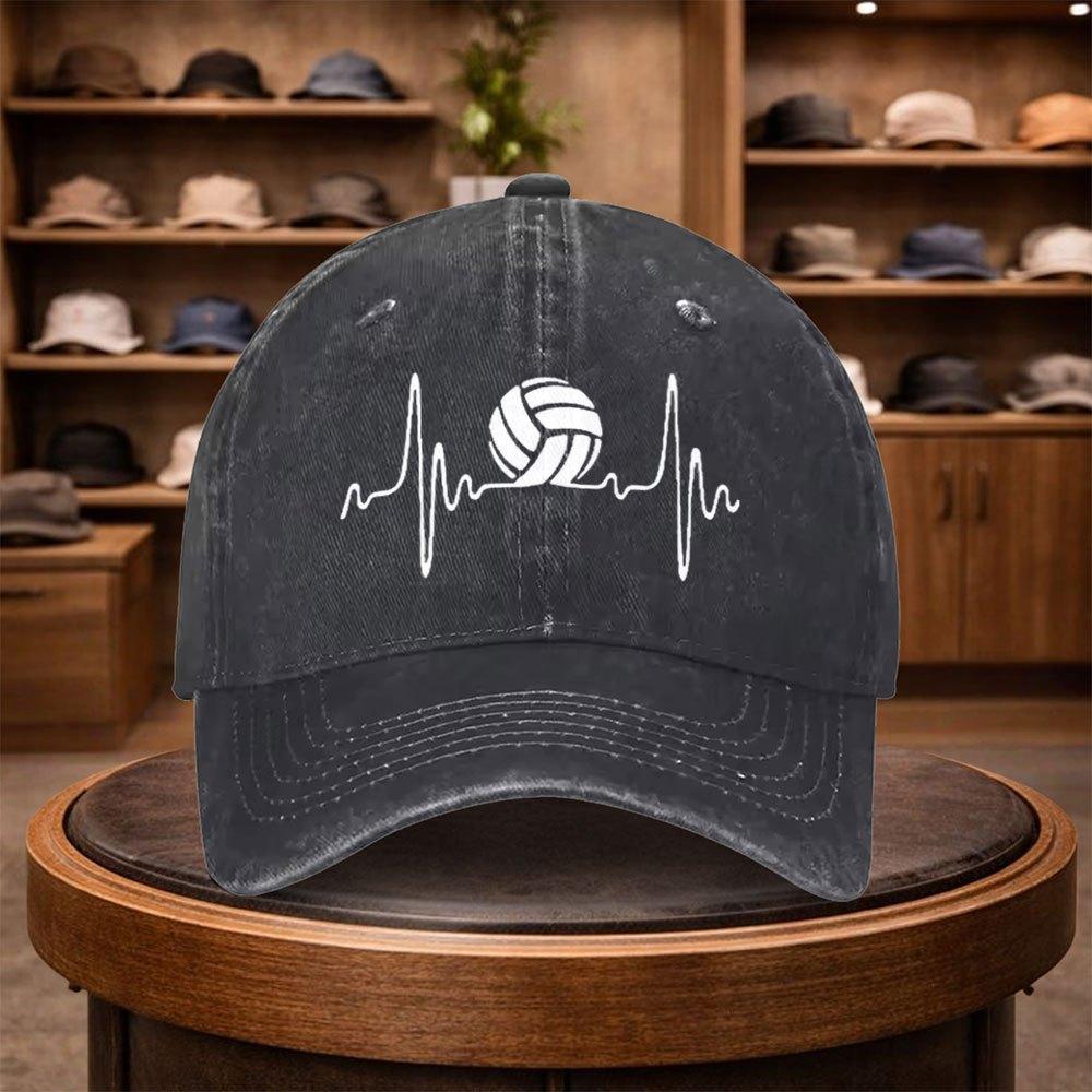 A MenS Volleyball Heart Rate Baseball Cap Stylish And Adjustable for Outdoor Use Featuring an Urban Design This Lightweight