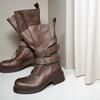 Retro Martin Boots Women's Summer New Thick Heel Belt Buckle Short Boots Locomotive Boots Versatile Single Boots Tide