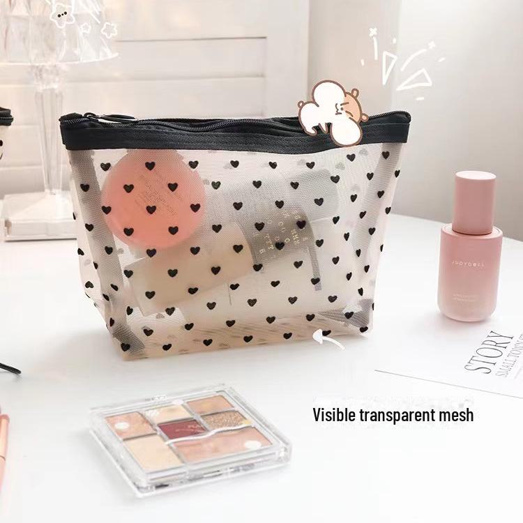 Portable Multifunctional Mesh Cosmetic Bag with Large Capacity and Breathable Design