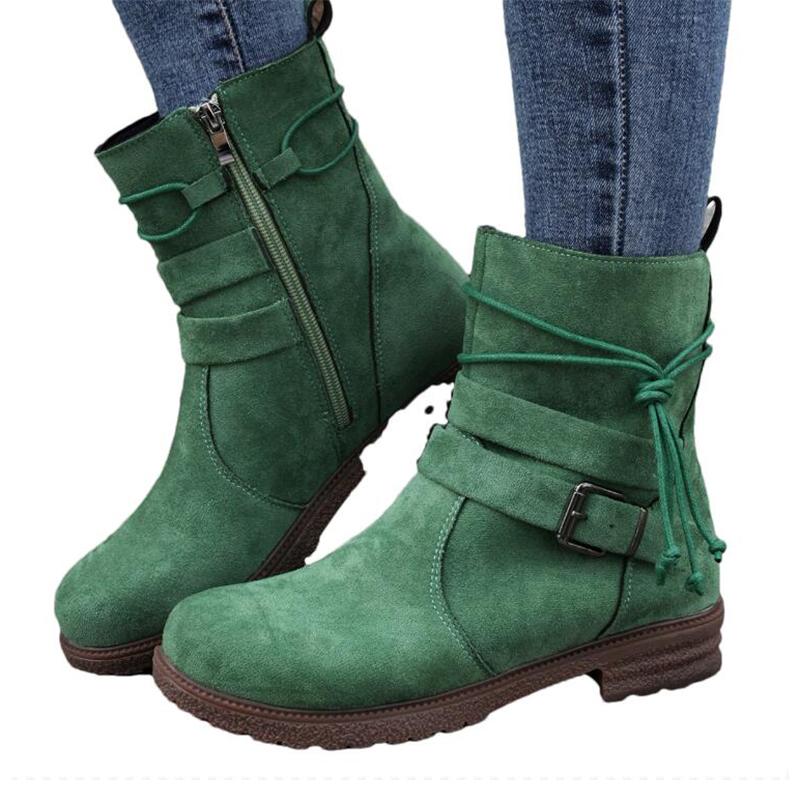 Women Flats Mid Calf Chelsea Boots Suede Designer Cozy Walking Shoes 2024 Winter Brand Fashion Goth Boots Casual Zapatos Mujer