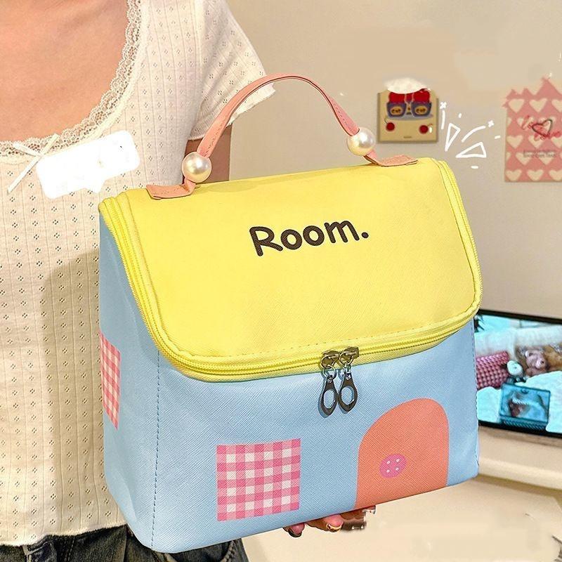 Dopamine Little House Makeup Bag for Women, Large Capacity, Compartments, Hand-held, 2025 New Waterproof Travel Portable Storage Bag