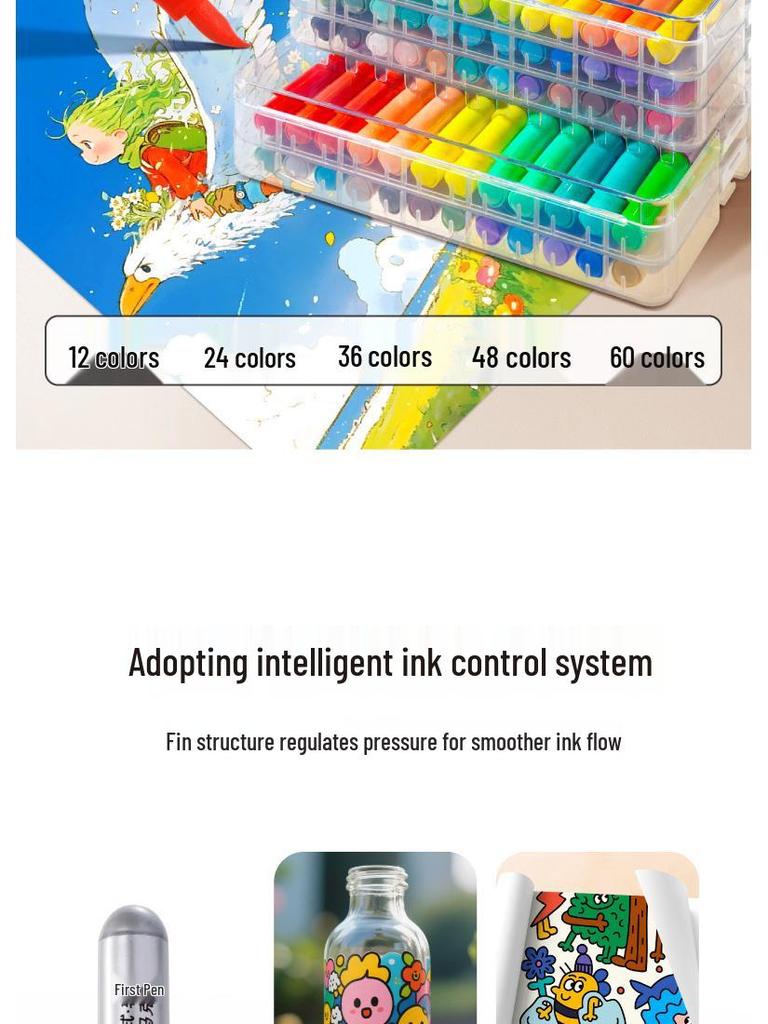 Vodotěsný a nepropíjející akrylový fix s měkkým hrotem pro děti - Vrstvitelná a omyvatelná vodová tužka pro výtvarnou výchovu na základní škole