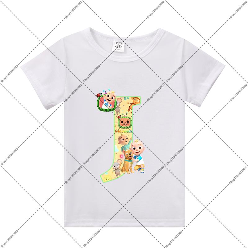 Cocomelons Kids Clothes Cartoon Anime Letter A-Z Print T-shirt Boys Girls Cute Cotton Tee Children Summer Fashion T Shirt Gifts