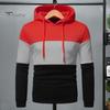Men Fall Winter Hoodie Colorblock Drawstring Long Sleeves Big Pocket Hooded Retro Thin Loose School Daily Wear Casual Sport Top