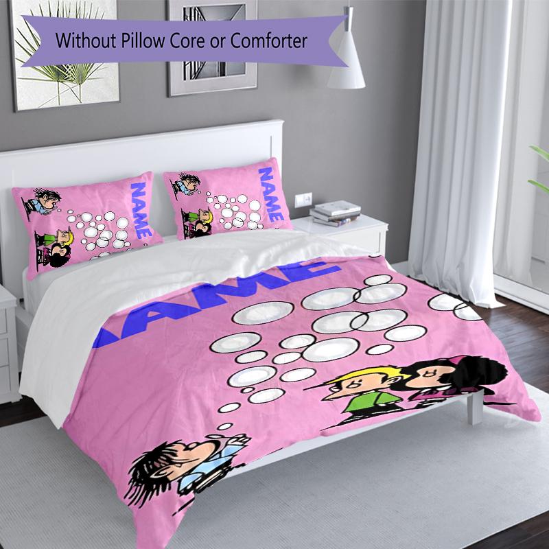 3pcs Custom Name Mafalda Set,Includes 1 Duvet Cover and 2 Pillowcases,All-season Bedroom Decor