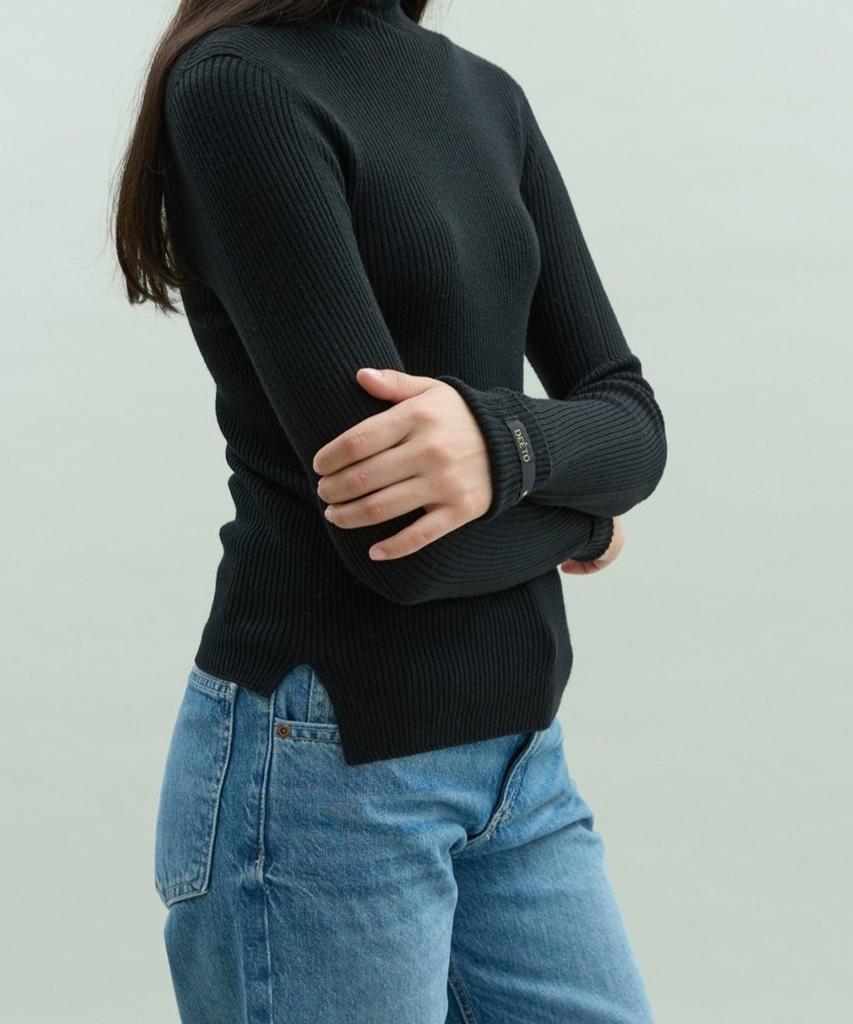 Dito Wholegarment 100 Wool Italian Yarn Turtleneck [Black]