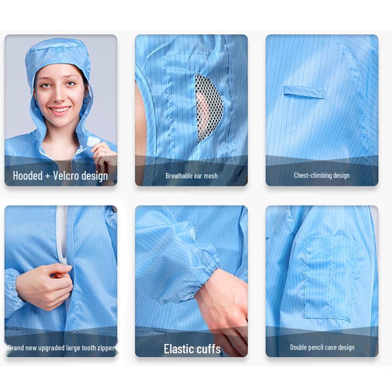 Xuantu Unisex Anti-Static Dust-Free Hooded Cleanroom Coverall