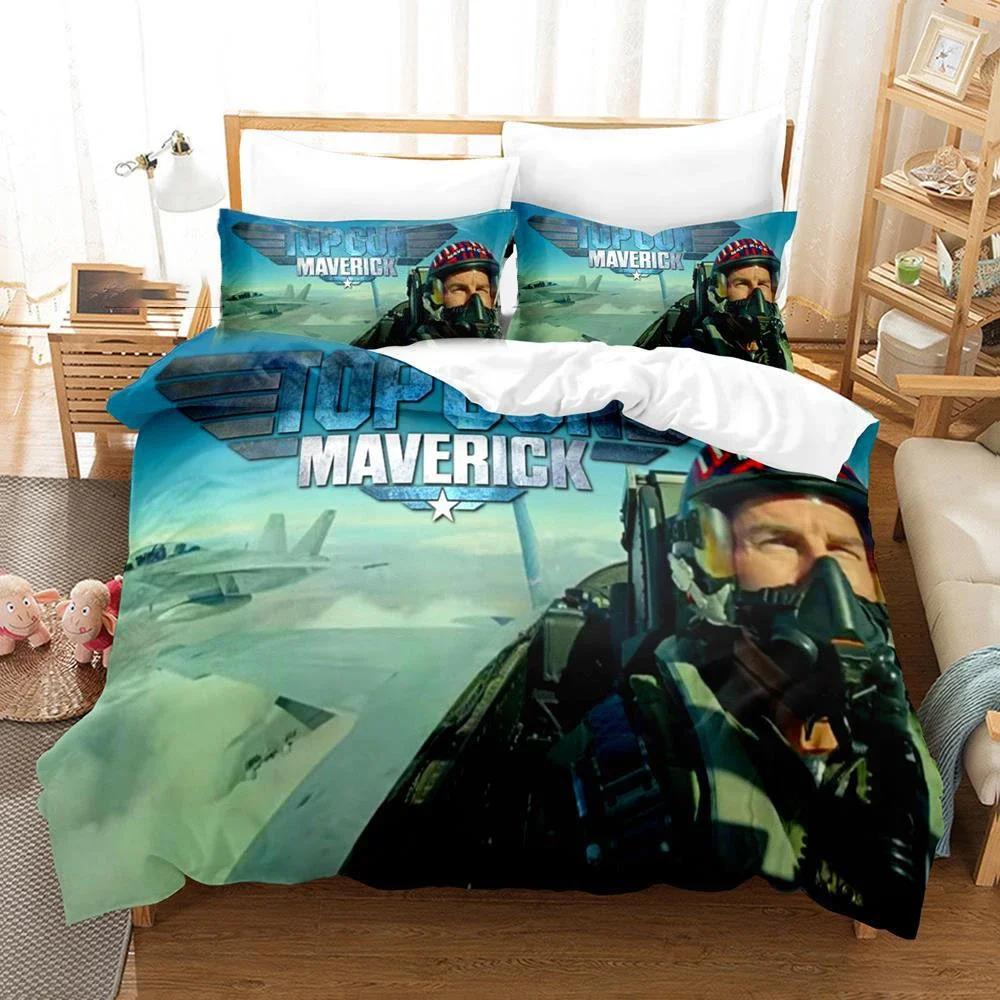 3D Printed Top Gun Maverick Bedding Set Pillowcase Duvet Cover Double Twin Full Queen King Adult Kids Bedclothes Quilt Cover