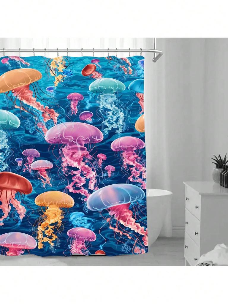 Vibrant Jellyfish Shower Curtain: Embrace the Oceanic Design, Soft Fabric, and Colorful Vibes for Your Inspiring Bathroom