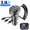 55W 2 Ports USB Fast Car Phone Charger 3.1A with Voltage Display Retractable Charging Cable 3 In 1 for Samsung Xiaomi iPhone