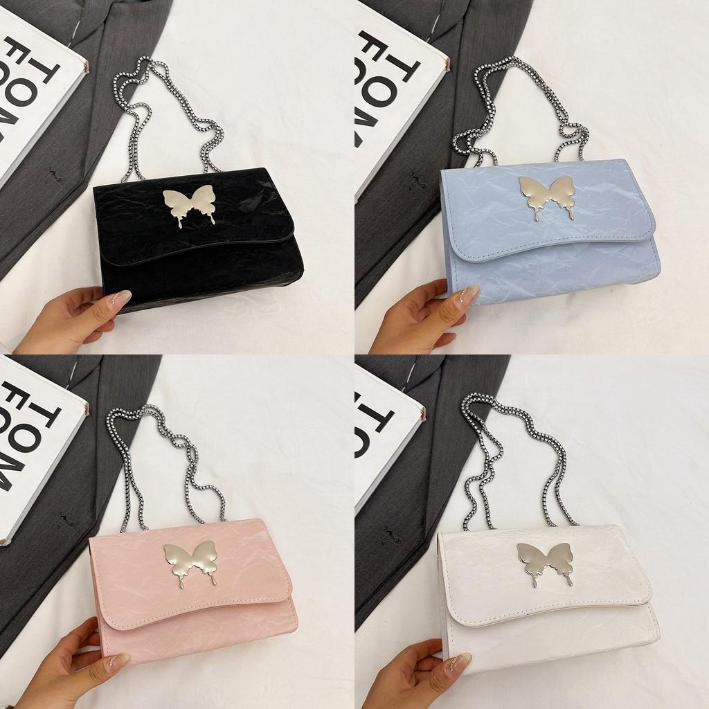 Crossbody Fashion Shoulder Bag With Butterfly Decoration And Chain Strap Design