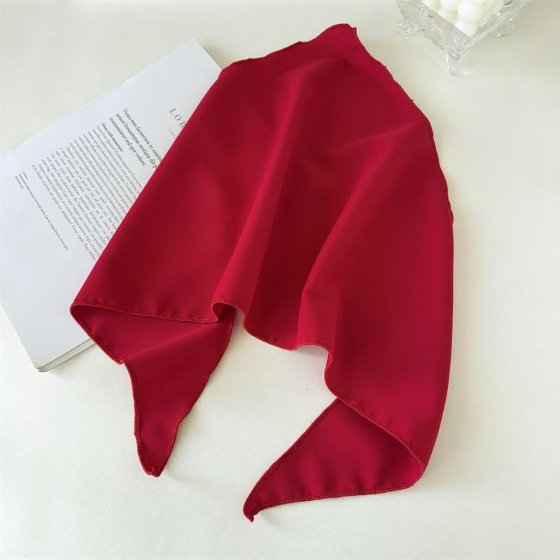 Solid Color Triangle Hair Scarf Retro Head Wrap Minimalist Hair Kerchief Chic Back Tie Headband For Outdoor Travel