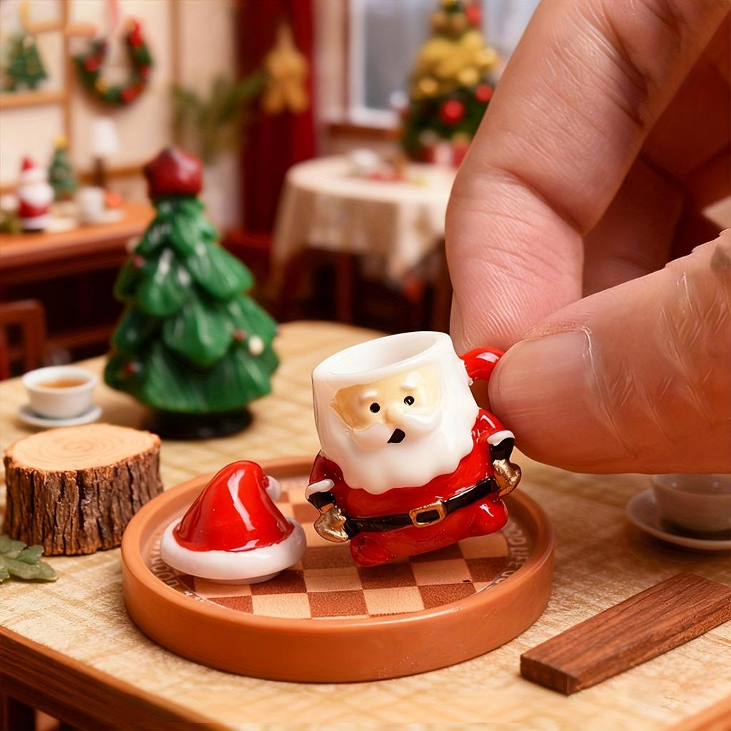 New Mini Santa Claus Teacup Decoration Figurine Doll House Home Decor Miniature Garden Accessories Modern DIY Party Decorations