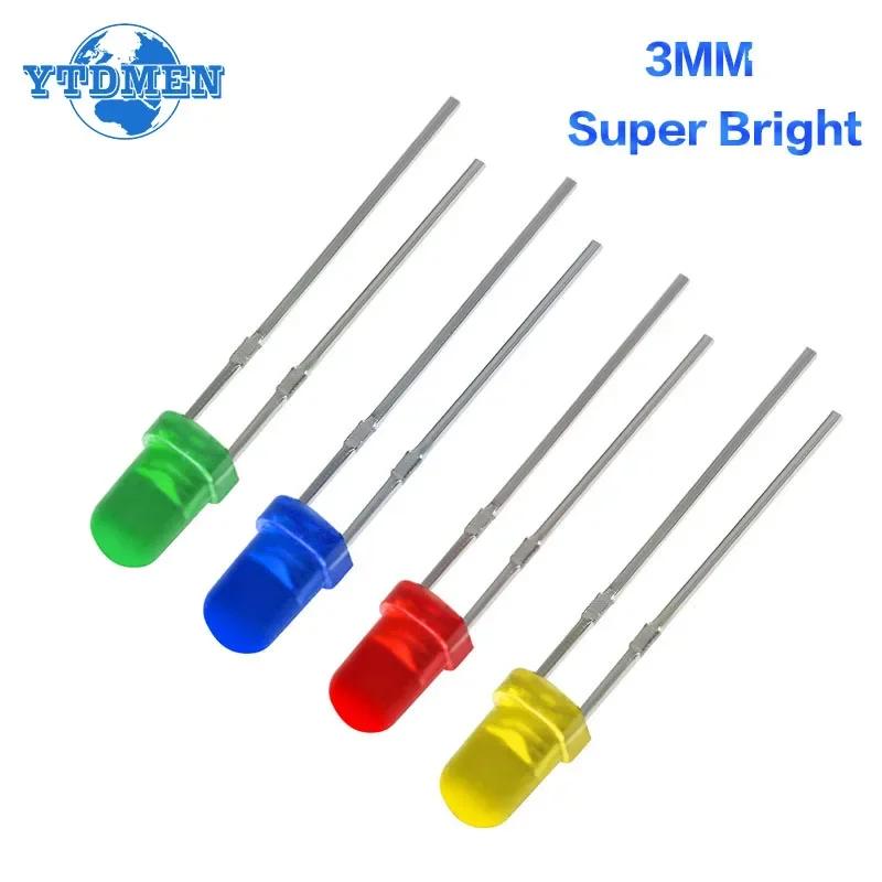 

50PCS 3MM LED Diode F3 Ultra Bright Bulb Lamps White Red Yellow Blue Green Light Emitting Diodes Electronic Components Diy Kit червоний