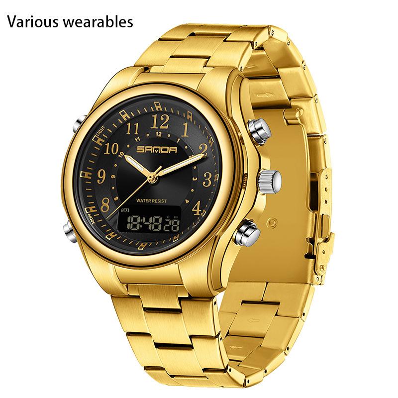 

Электронные кварцевые часы со стальным ремешком, многофункциональные, светящиеся, модные, трендовые мужские часы