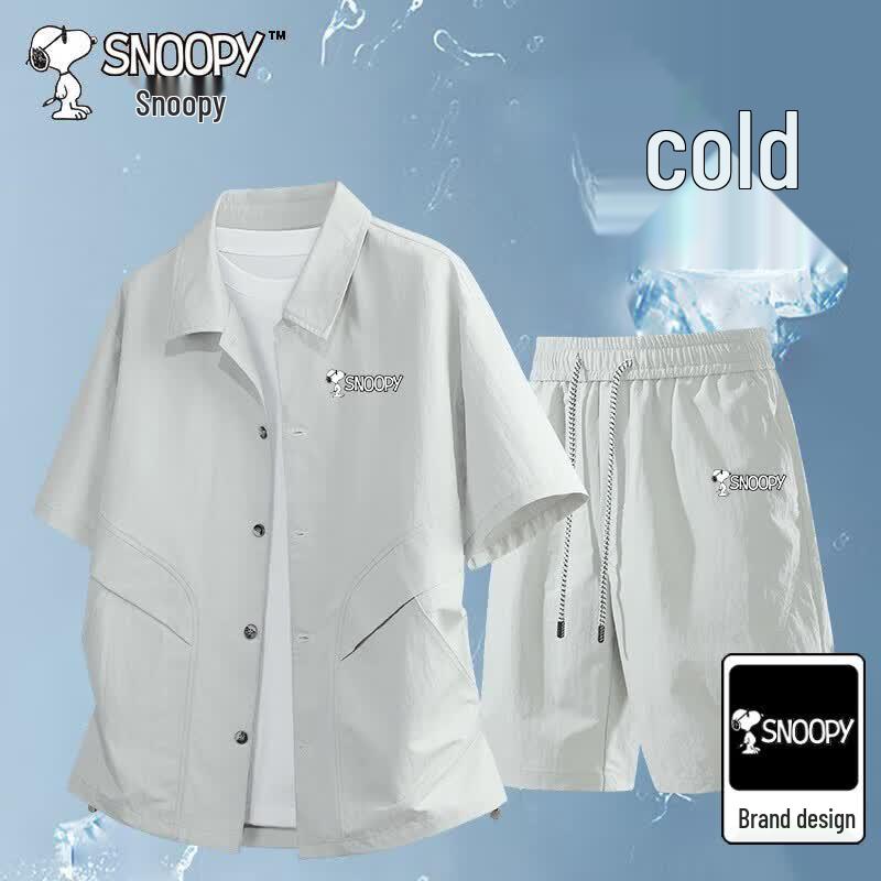 Snoopy Men s Summer Lightweight Casual Shirt & Shorts Set 3XL