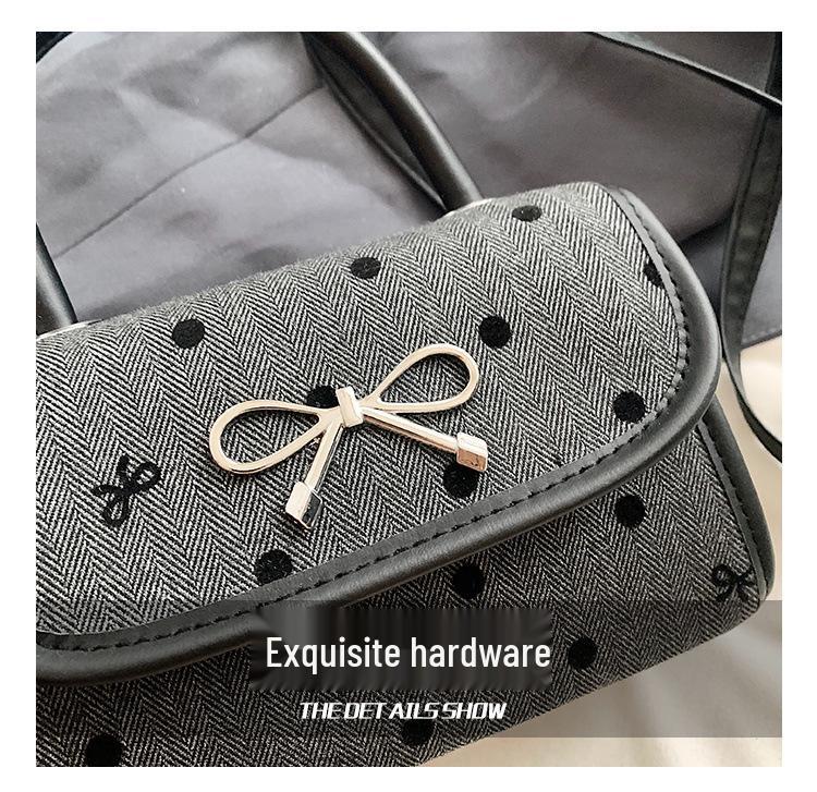 Korean-Style Bow Baguette Shoulder Bag: 2025 Fashionable Textured Women's Crossbody