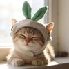 Cute Garlic Pet Hat Garlic Shape Cat Hat with Ear Holes Soft Plush Adjustable Pet