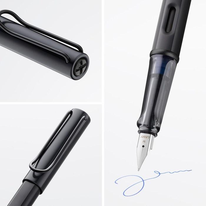 LAMY AL-star Black Fountain Pen - Ergonomic Grip, Black Steel Nib (F size) - Lightweight Aluminum Body - Includes LAMY T 10 Blue Cartridge
