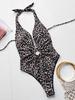 Costume da bagno intero sexy da donna con stampa leopardata