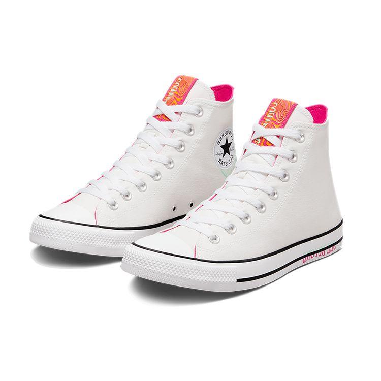 Converse Chuck Taylor All Star Hi See Beyond White Unisex Sneakers Orange Pink A00758C