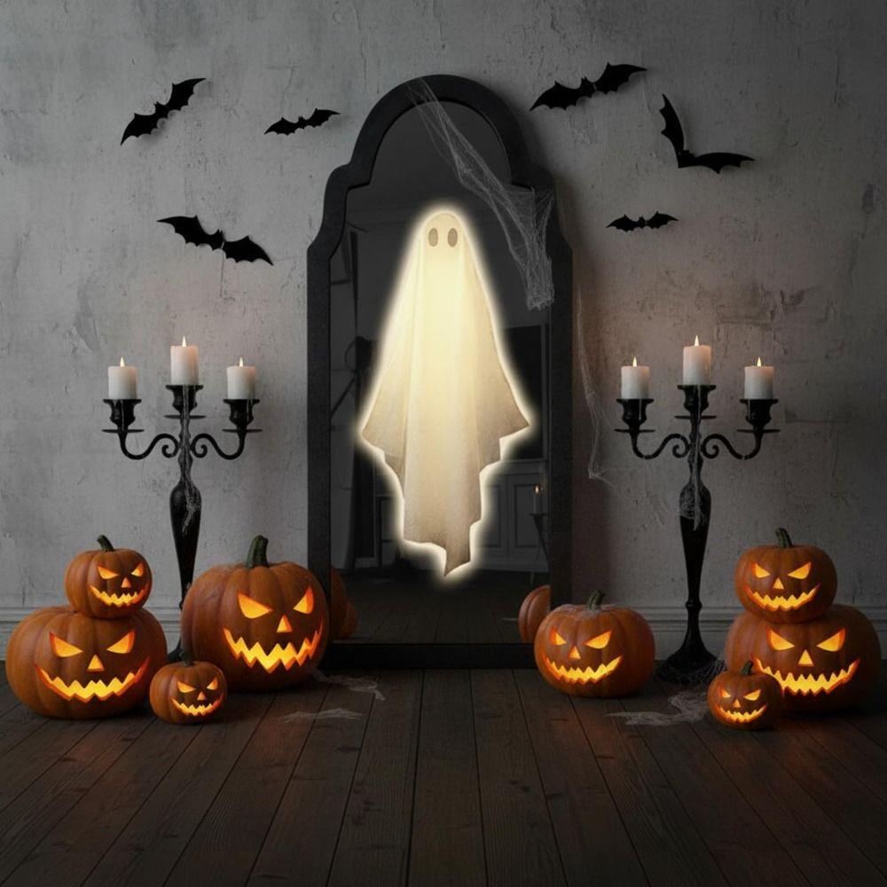 Round/Wave Ghost Hologram Mirror USB Holographic Mirror Decor Haunted House Prop Horror Party