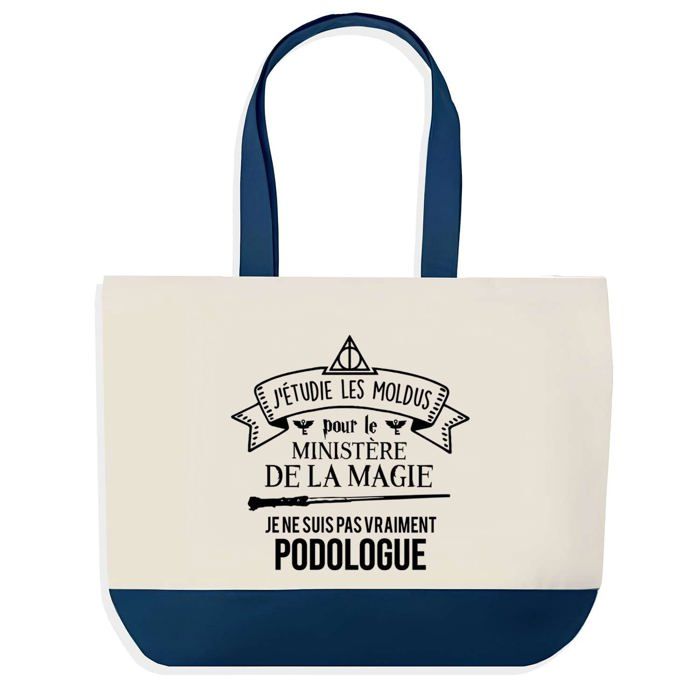 Tote bag - PLANETEE - Sac shopping fond bleu Podologue - Coton - 40x45 cm - Fabriqué en France