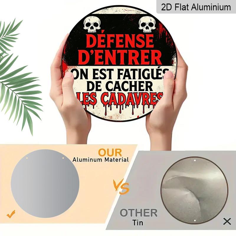2D Flat Aluminum French-style Fun Warning Signs and Plaques, Available In Various Sizes. Vintage Dripping Skull Wall Decorations, Suitable for
