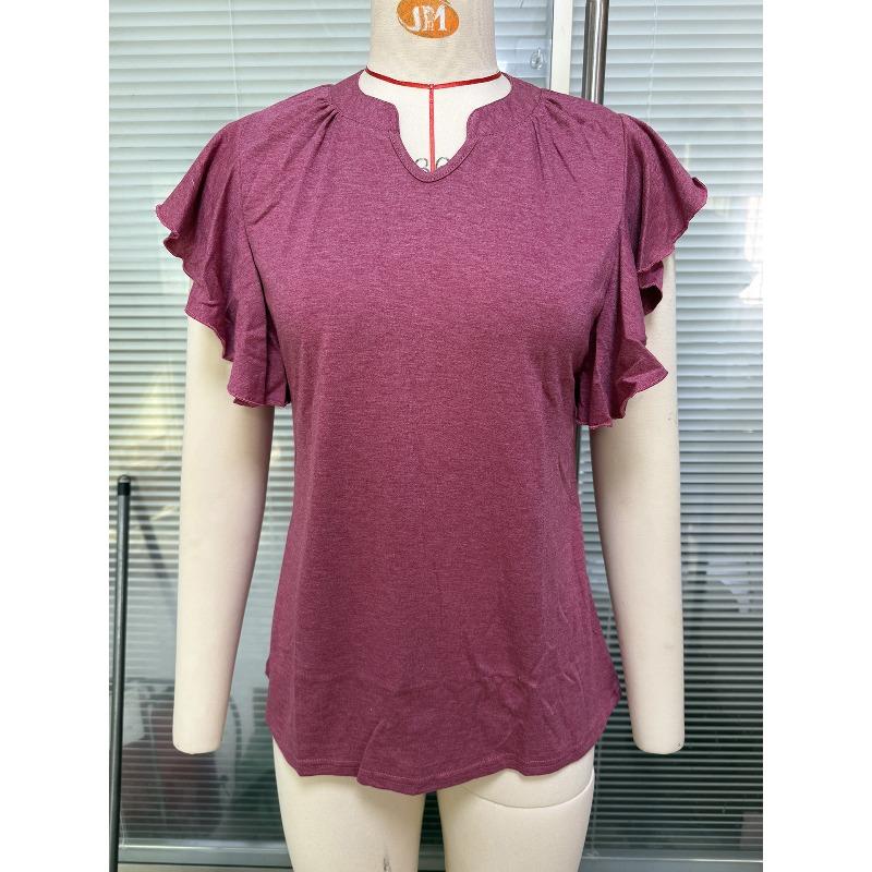 Women's T-shirt Spring and Summer New Fashion V-neck Short-sleeved Loose Top T-shirt