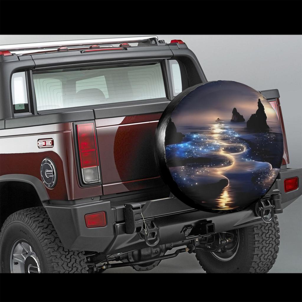 1pc Starry Heart Sea Dreamy Atmosphere Car Spare Tire Protection Cover, Suitable For 14 Inch, 15 Inch, 16 Inch, And 17 Inch Tire