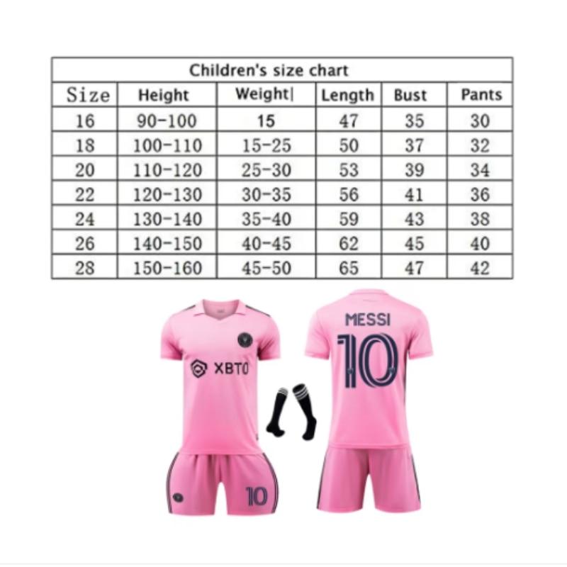 Kids Miami Messi Soccer Jersey, ANUTETOUNI® Polyester Pink Athletic Gear