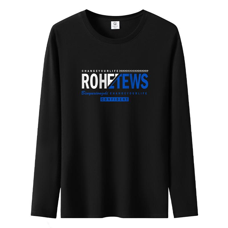 Fall Winter Casual Mens Long Sleeved Tee Shirt Pure Cotton S-5XL Man Sweatshirt