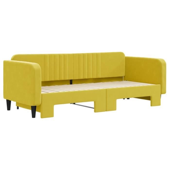 VidaXL Daybed with Trundle Bed Yellow 90x200 Cm Velvet 3197068