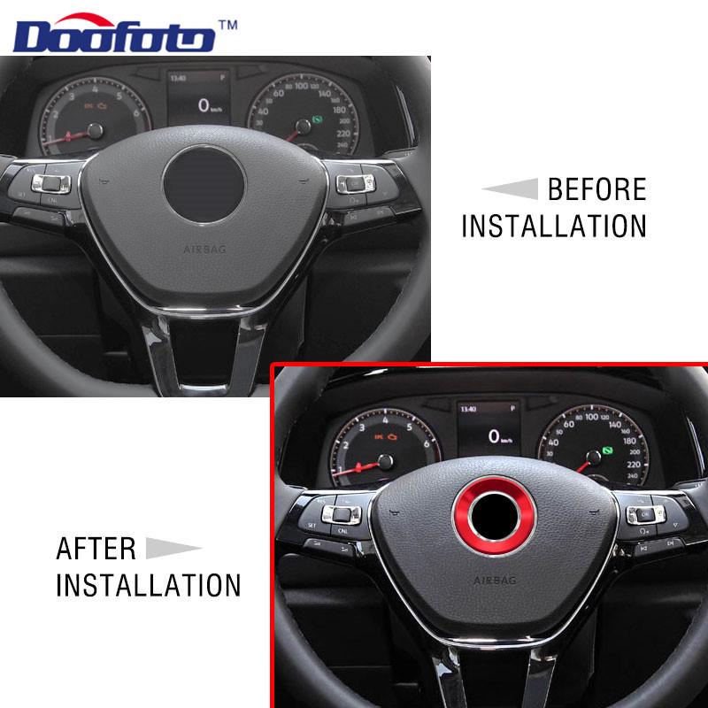 Car Interior Steering Wheel Emblem 3D Sticker Styling Aluminium Alloy Sticker Case For Volkswagen Golf 6 7 Polo CC Tiguan