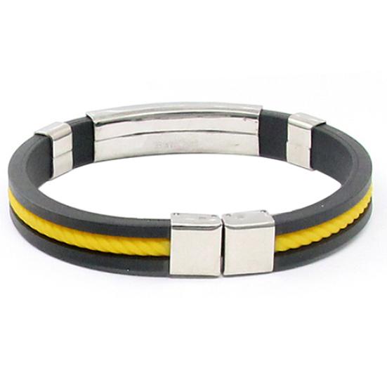 Men's Women's Cool Stainless Steel Rubber Wristband Bangle Clasp Cuff Bracelet