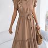 2026 Spring/Summer Women's Stand up Collar Ruffle Lace Waist Shirt Skirt S-XL
