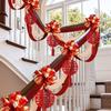 Wedding Stair Railing Decoration Set: Double Happiness Ribbons & Pull Flowers for Bride's New Home