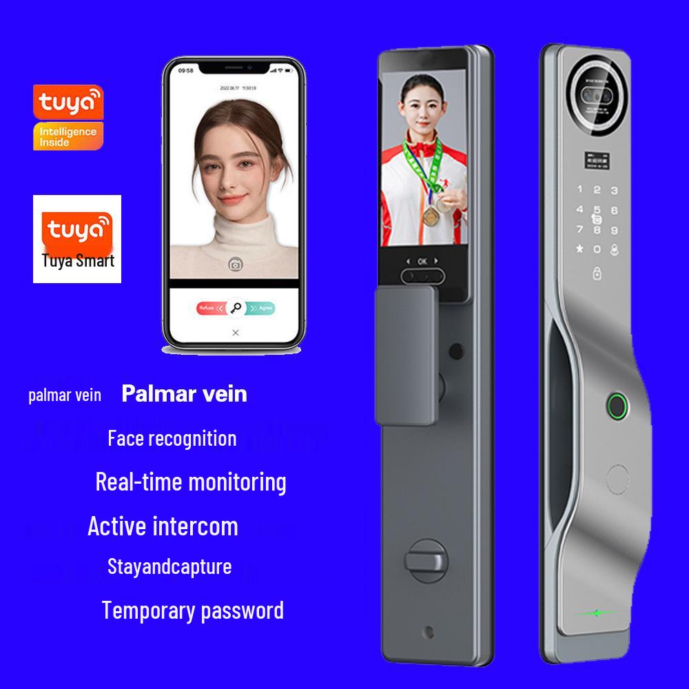 SmartLock with Face Recognition, Real-Time Monitoring, Mobile Remote Access, Graffiti-Proof Design, Tuya App, Password & Fingerprint Unlock.
