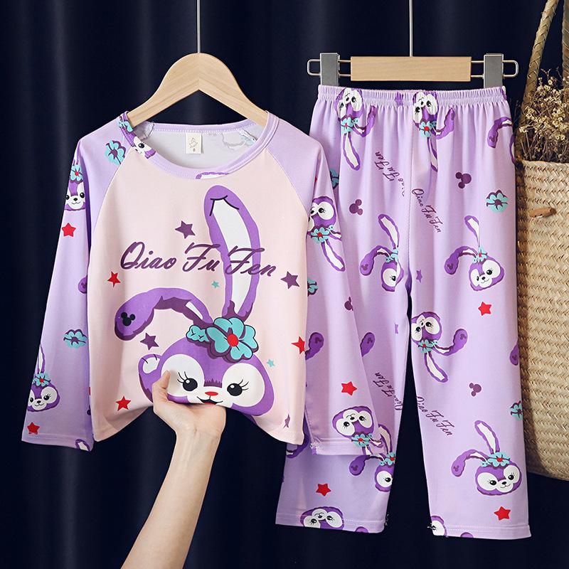 Kids Pajamas Boys Girls Cartoon Print Comfortable Air Conditioner Loungewear Set