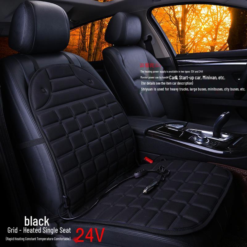 Cross-Grid Heated Car Seat Cushion - Winter Interior Accessory